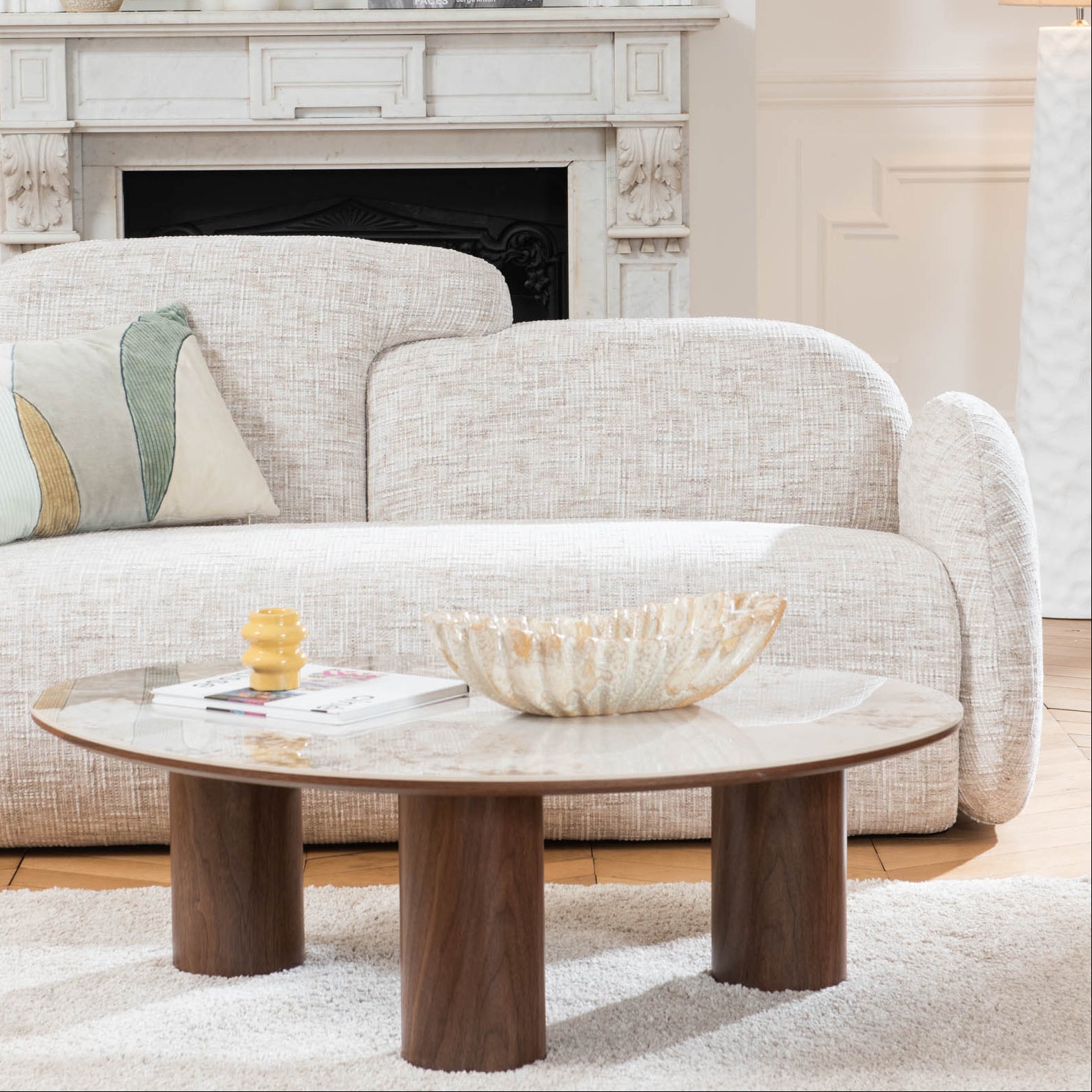 TABLE BASSE RESINE EFFET MARBRE - LA PETITE BOITE JAUNE