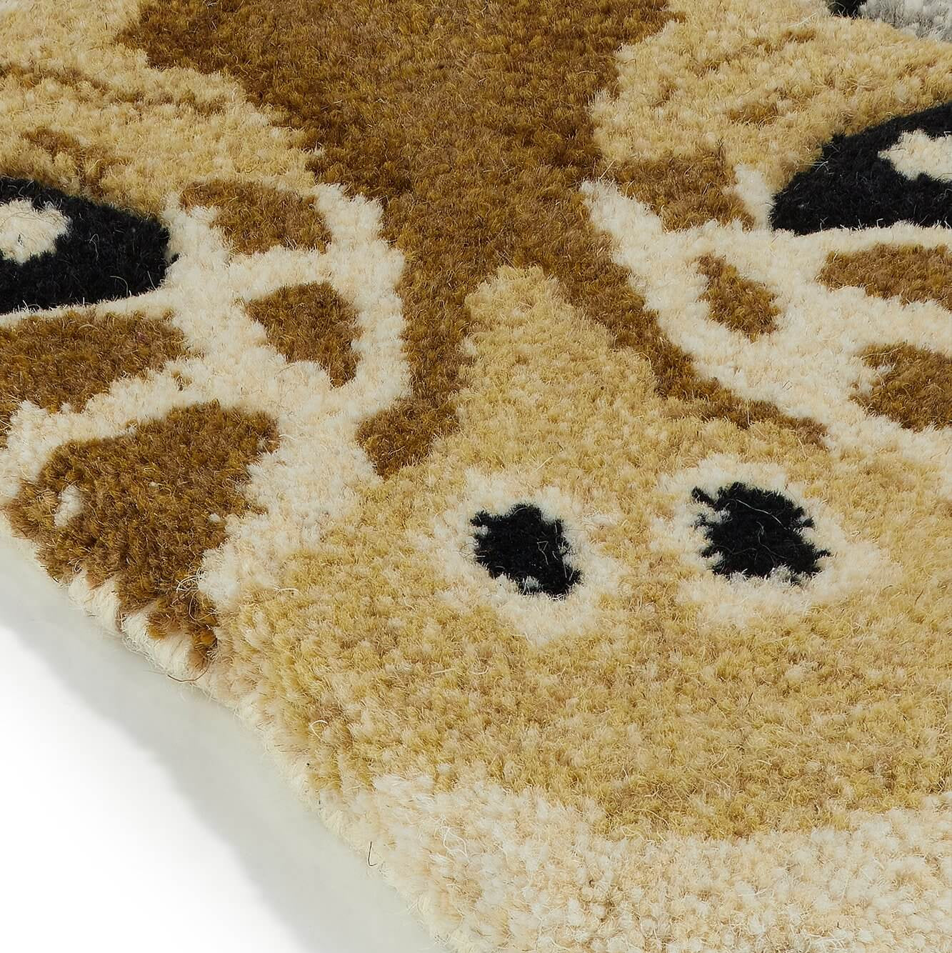 Petit tapis tête d’animal tufté – Déco ludique en 100% laine