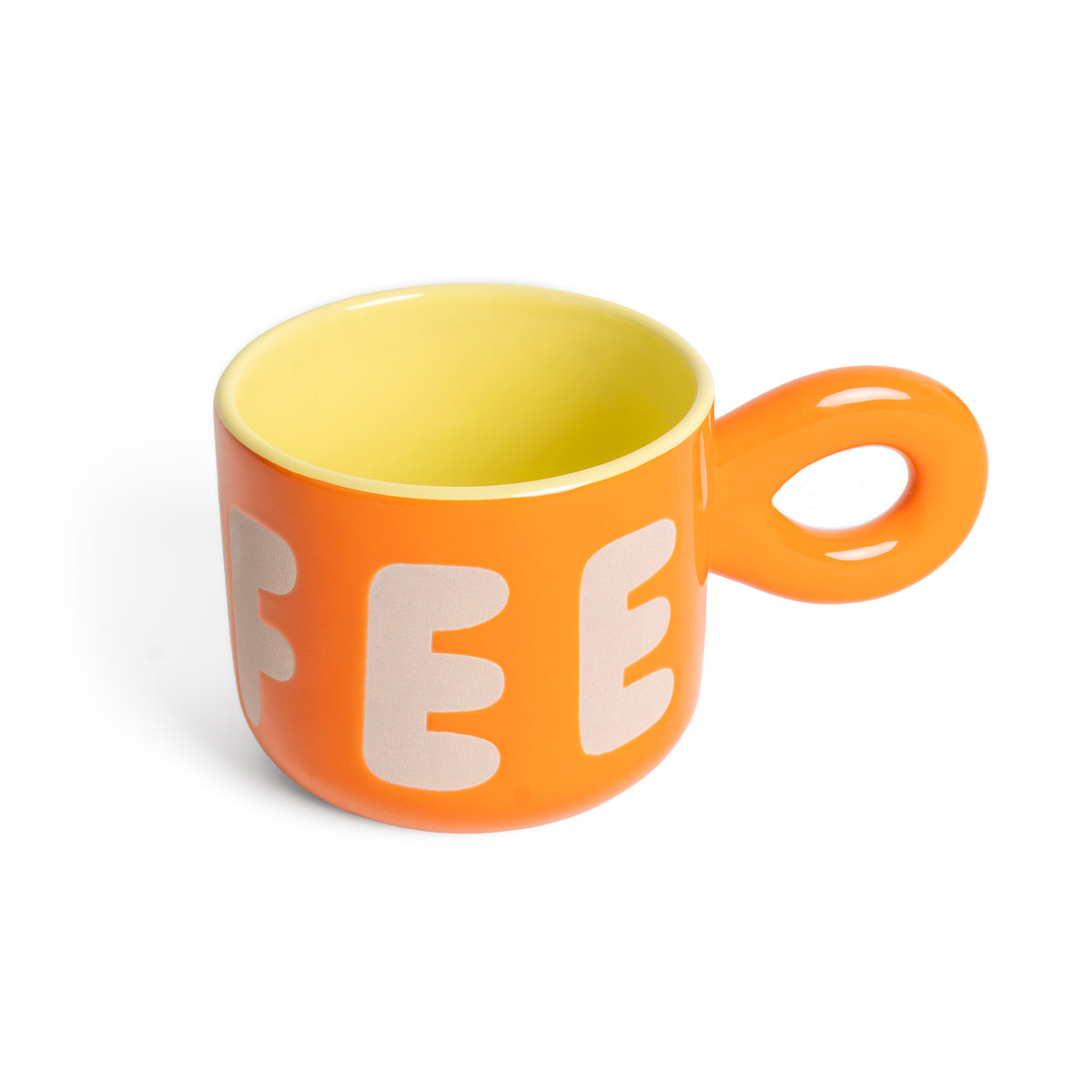 Tasse à café orange avec inscription Coffee