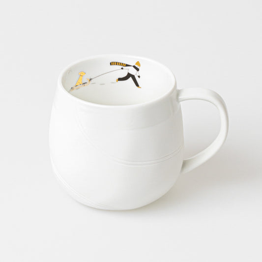 TASSE PORCELAINE BLANCHE AVEC CHIEN EN TRAINEAU RADER - LA PETITE BOITE JAUNE