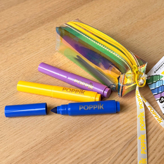Trousse avec 8 feutres lavables, dès 3 ans - Poppik