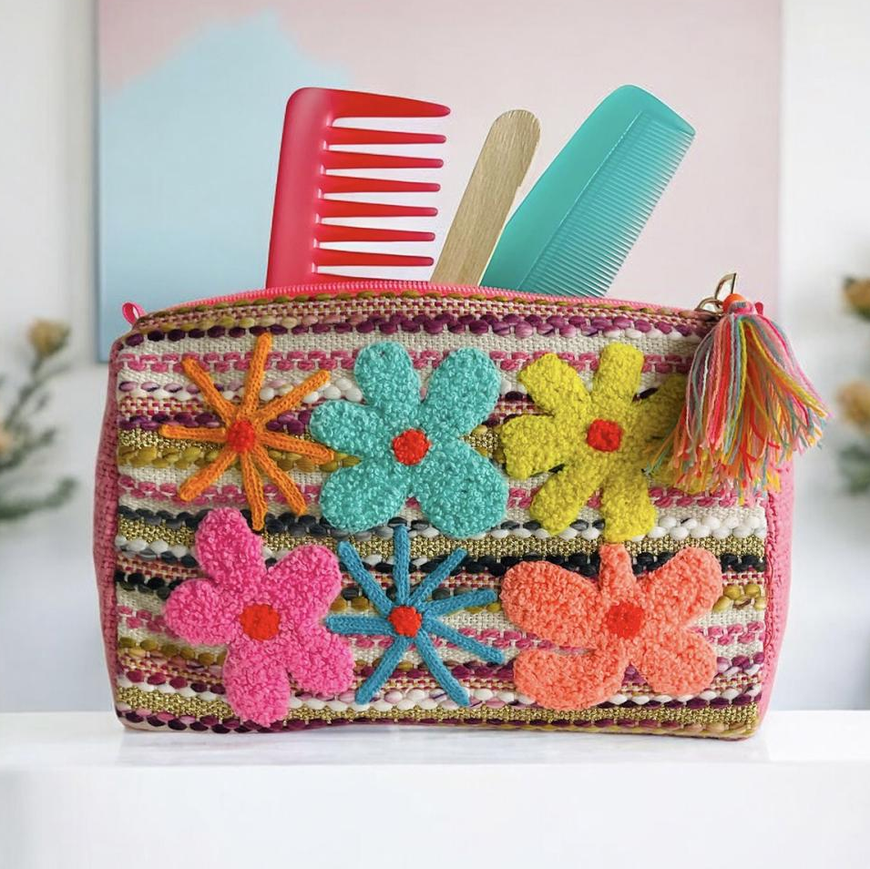 TROUSSE DE TOILETTES COLORÉE BRODÉE  -LA-PETITE-BOITE-JAUNE-