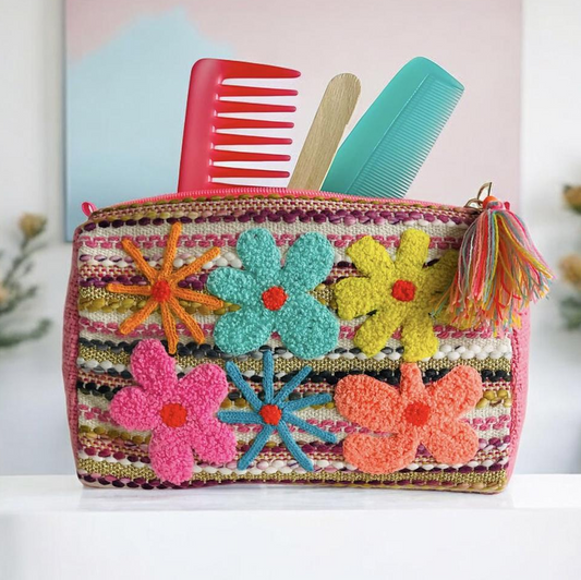 TROUSSE DE TOILETTES COLORÉE BRODÉE  -LA-PETITE-BOITE-JAUNE-