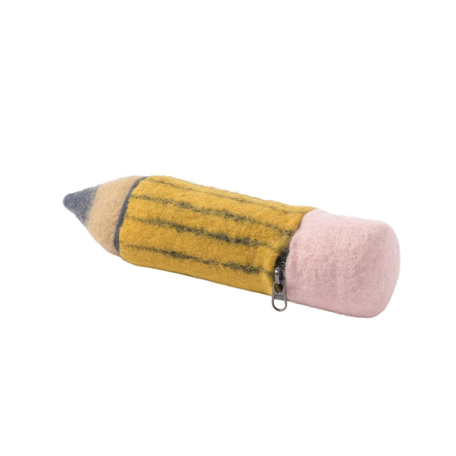 Trousse originale en forme de crayon en laine feutrée
