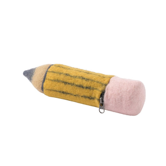 Trousse originale en forme de crayon en laine feutrée