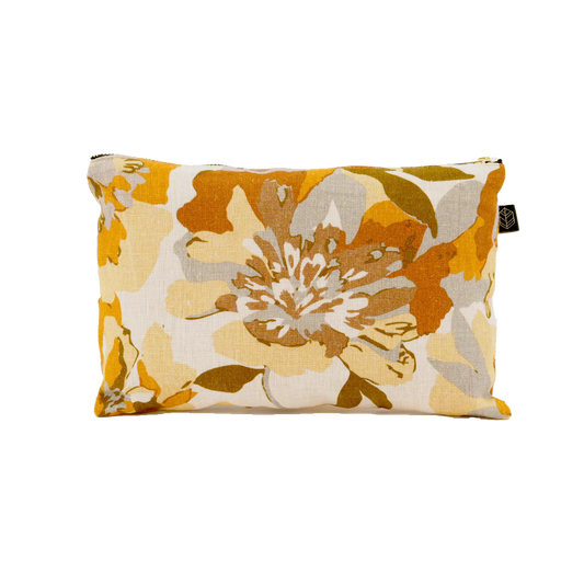 TROUSSE POCHETTE A FLEURS HAOMY TRIESTE OCRE - LA PETITE BOITE JAUNE