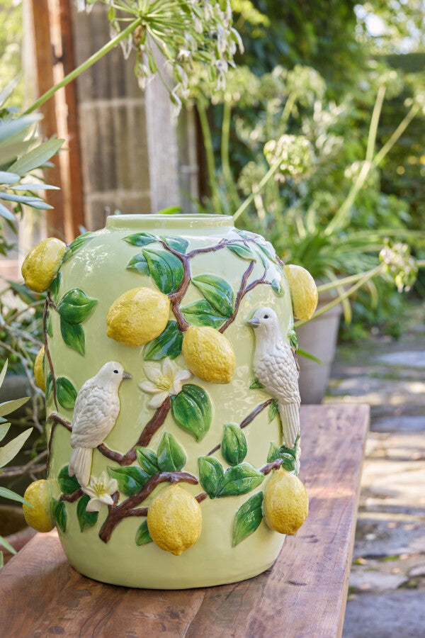 VASE-CERAMIQUE-OISEAUX-ET-CITRONS-LA-PETITE-BOITE-JAUNE