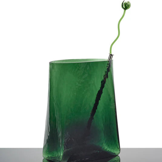 VASE EN VERRE VERT ET SOLIFLORE METAL SERAX