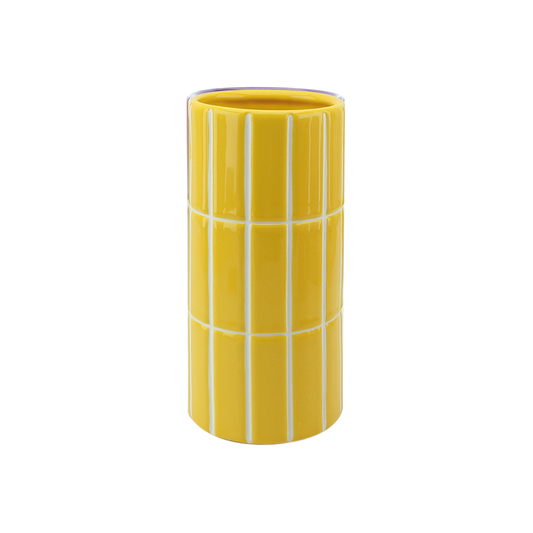 VASE A CARREAU JAUNE ET BLANC-LAPETITEBOITEJAUNE