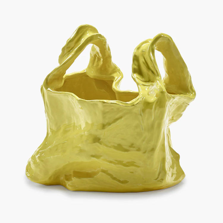 VASE GALA EN FORME DE SAC JAUNE POUR SERAX