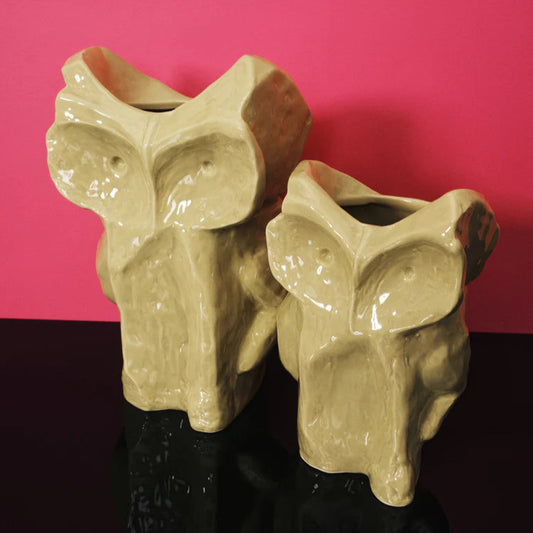 VASE HIBOU SERAX EN VERT JAUNE