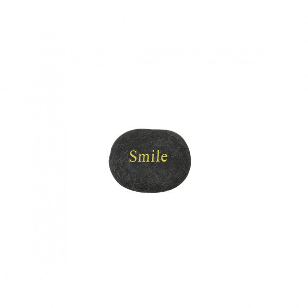 galet-noir-en pierre avec texte doré SMILE - LA PETITE BOITE JAUNE