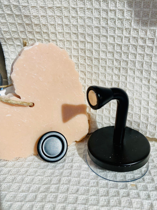 Porte savon magnétique à ventouse en métal noir