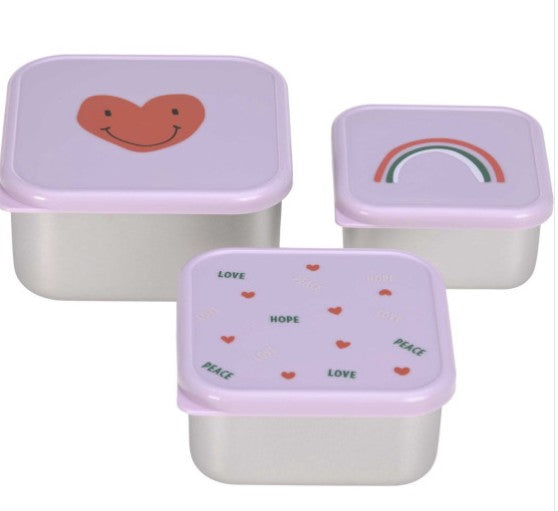 Set de 3 boites à goûter en inox pour enfants
