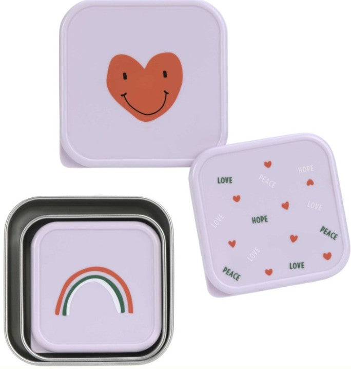 Set de 3 boites à goûter en inox pour enfants
