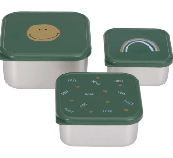 Set de 3 boites à goûter en inox pour enfants