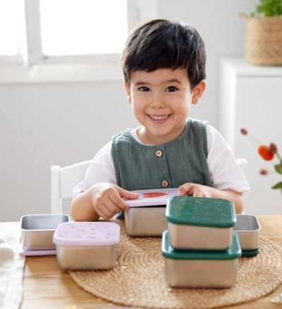 Set de 3 boites à goûter en inox pour enfants