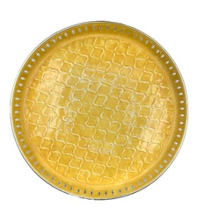 Plateau rond en métal émaillé coloré