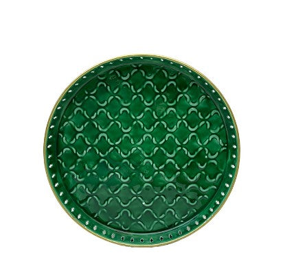 Plateau rond en métal émaillé coloré