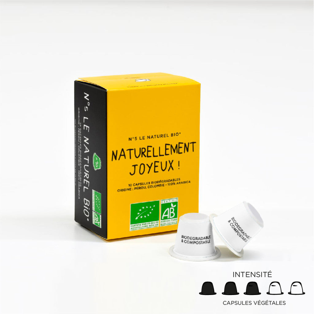 Café JOYEUX en capsules biodégradables LE NATUREL BIO N°5 (paquet de 10 capsules)
