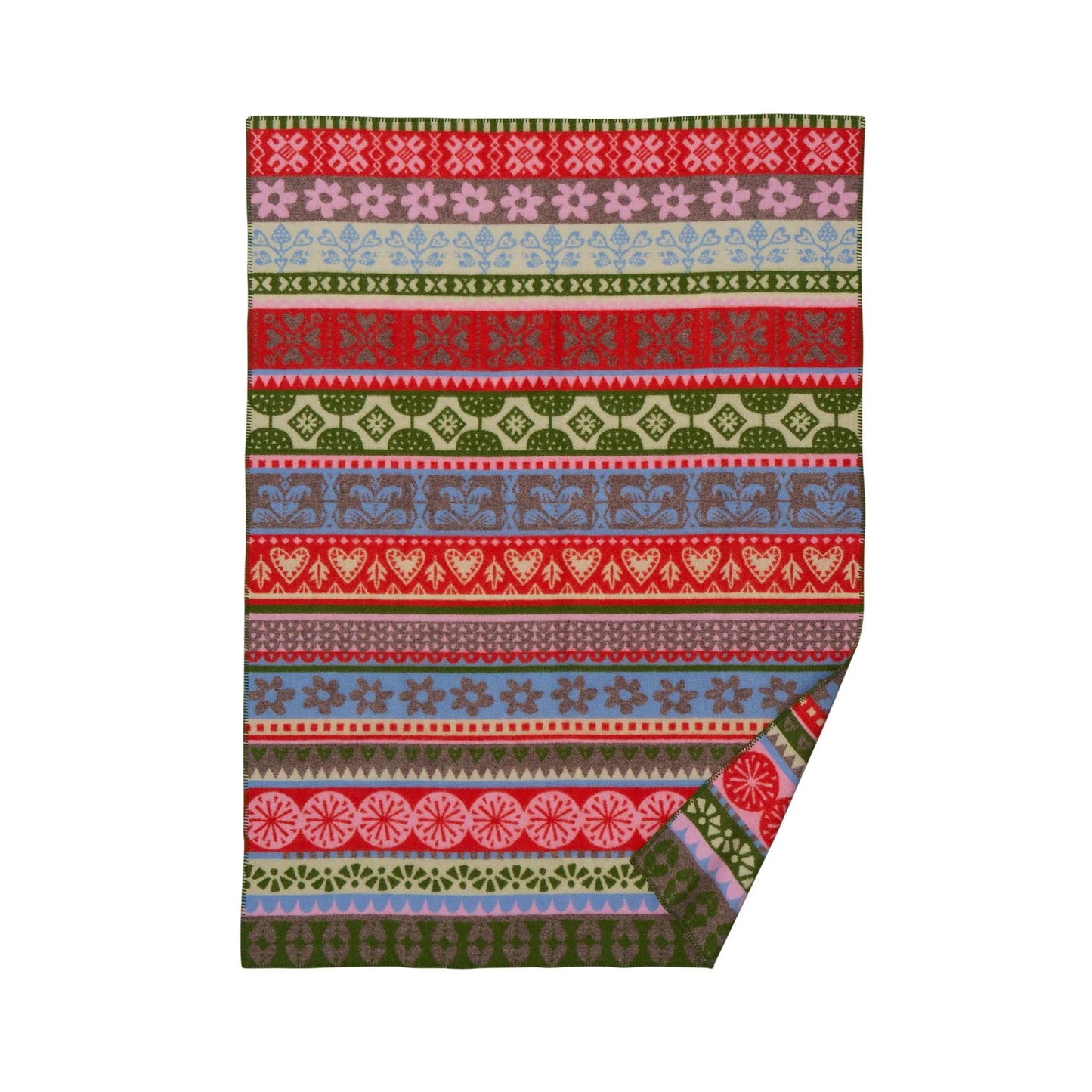 Plaid en laine d'agneau, motifs folklore suédois - Klippan