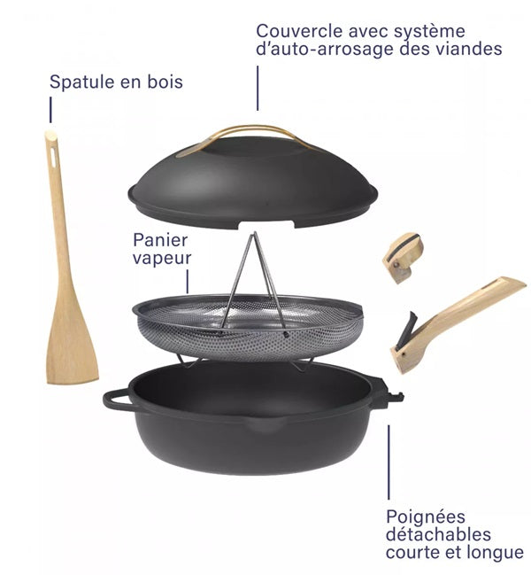 Couvercle De Poêle En Bois 22 Cm - Anti-Brûlure, Poignée Ergonomique, Ustensile Cuisine Naturel