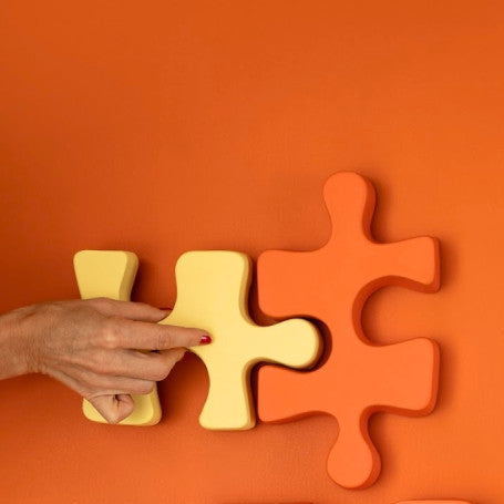 puzzle en ceramique à accrocher ou à poser ORANGE OURSIN  Monochromic - LA PETITE BOITE JAUNE
