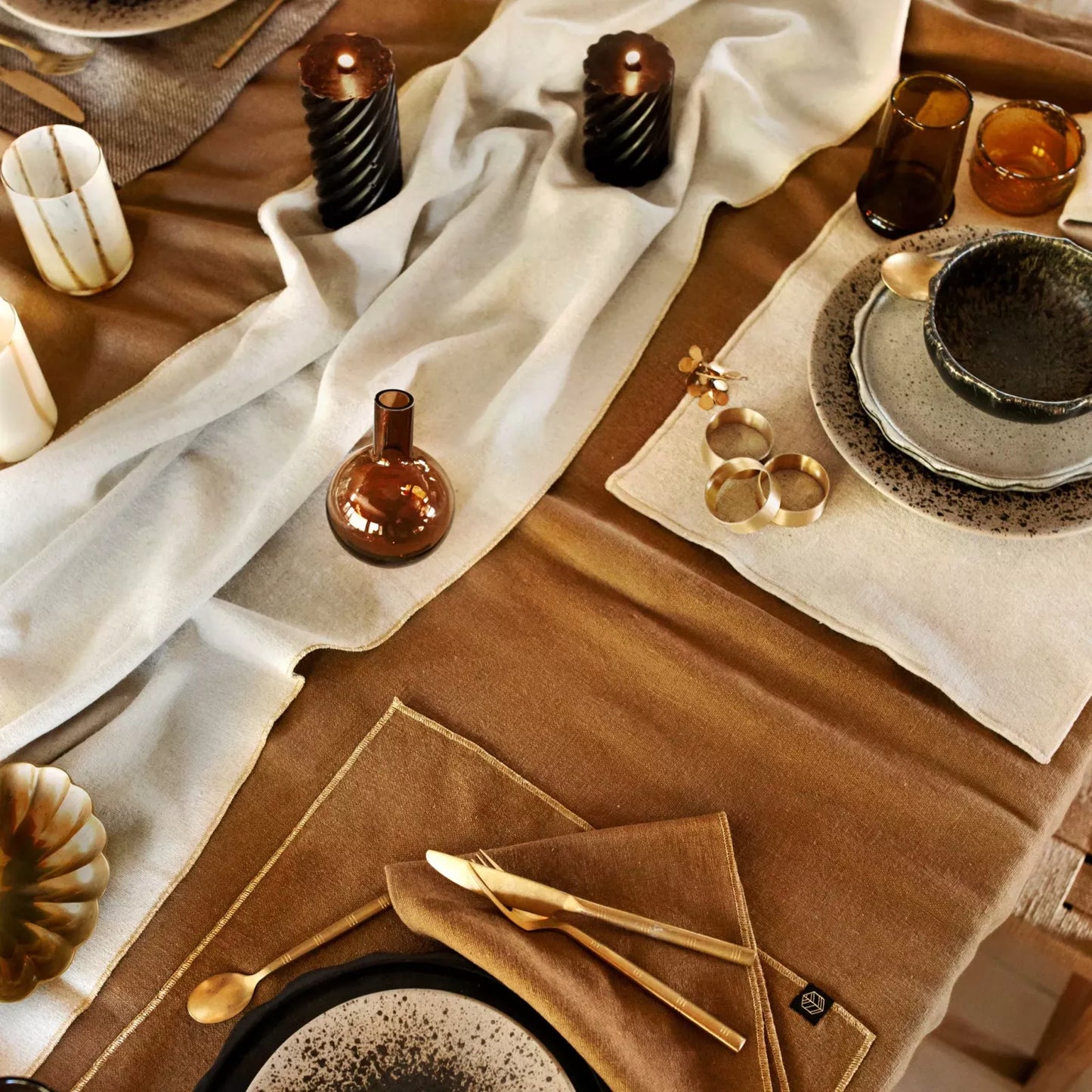 set de table lin enduit borgo naturel haomy - LA PETITE BOITE JAUNE