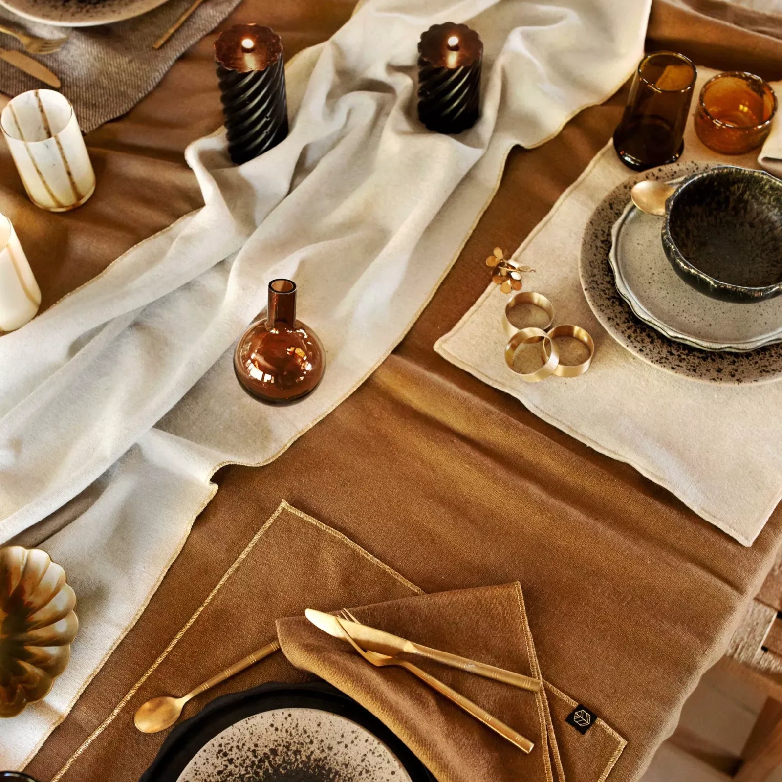 set de table lin enduit borgo naturel haomy - LA PETITE BOITE JAUNE