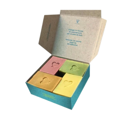 Coffret de 4 savons Le monde à la cire d'abeille Habeebee