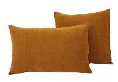 Coussin Haomy en lin lavé uni 45 x 45 cm