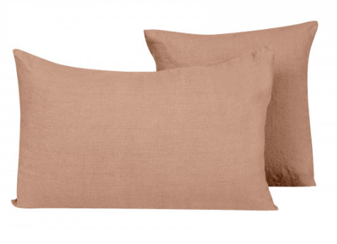 Coussin Haomy en lin lavé uni 45 x 45 cm