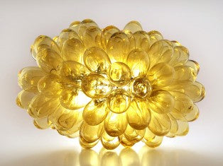 Lampe grappe en Goutte de Verre Recyclé soufflé à la bouche ambre