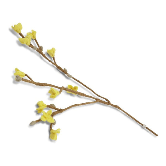 Branche de fleurs jaunes en laine
