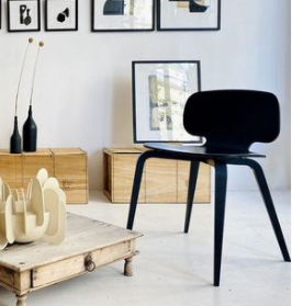 Chaise design en bois de hêtre coloris noir 100 % Française H10 avec dossier bas