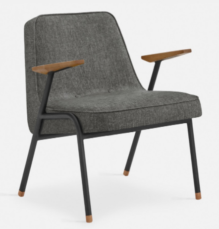 Fauteuil d'inspiration année 70 en chêne et métal de 366 CONCEPT