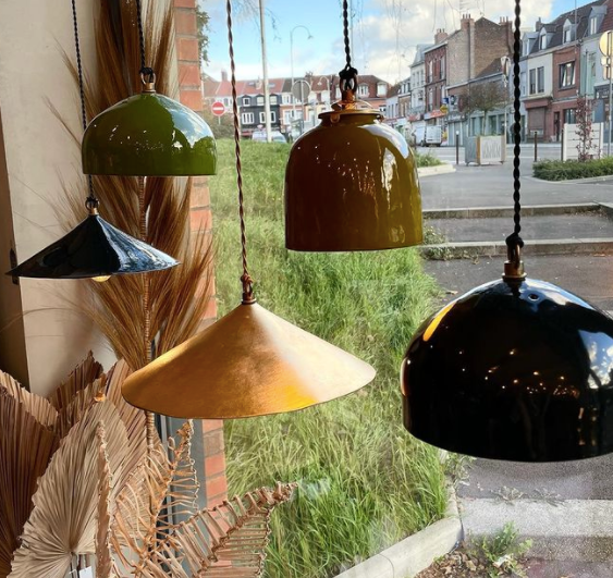 Suspension artisanale en céramique modèle Chinoise dorée fabriquée en France