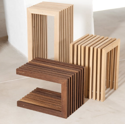 Banc ou tabouret ou table basse en chêne huilé design