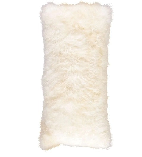 Coussin en fourrure de mouton du Tibet 28 x 56 cm