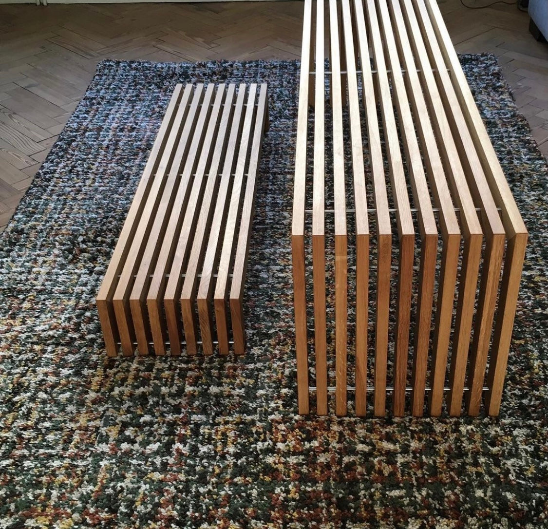 Banc ou tabouret ou table basse en chêne huilé design
