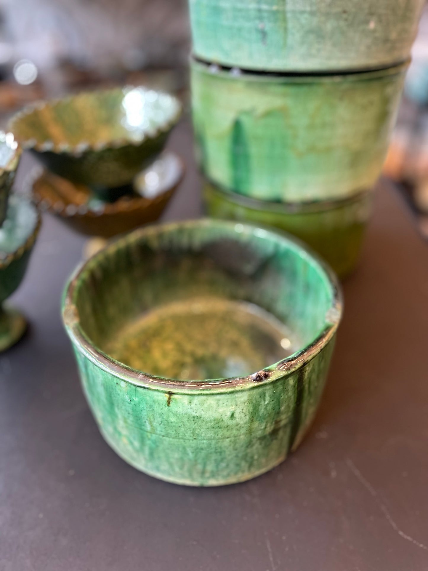 Saladier droit ou pot en poterie traditionnelle de Tamegroute