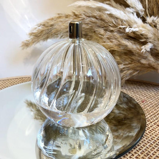 LAMPE A HUILE EN VERRE SPHERE STRIEE TAILLE XL - LA PETITE BOITE JAUNE 