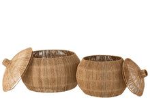 Charger l&#39;image dans la galerie, Panier arrondi en jute avec couvercle
