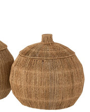 Charger l&#39;image dans la galerie, Panier arrondi en jute avec couvercle
