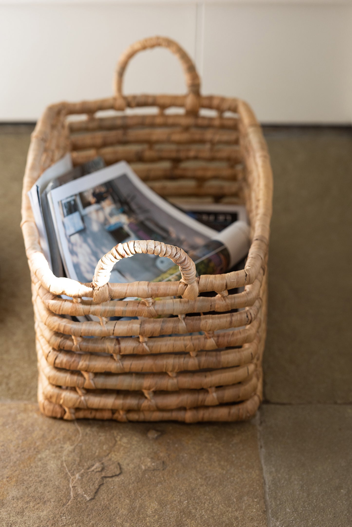 Panier rectangulaire en Jacynthe d'eau naturel - Tailles S, M ou L