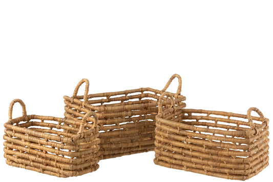 Panier rectangulaire en Jacynthe d'eau naturel - Tailles S, M ou L