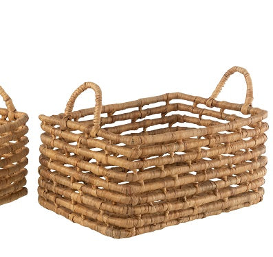 Panier rectangulaire en Jacynthe d'eau naturel - Tailles S, M ou L