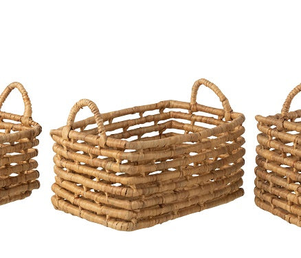 Panier rectangulaire en Jacynthe d'eau naturel - Tailles S, M ou L