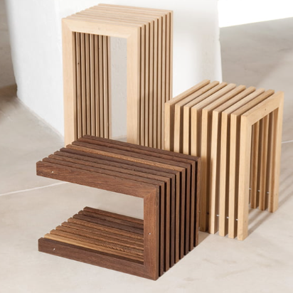 TABOURET EN LATTE DE CHENE MASSIF DESIGN - LA PETITE BOITE JAUNE