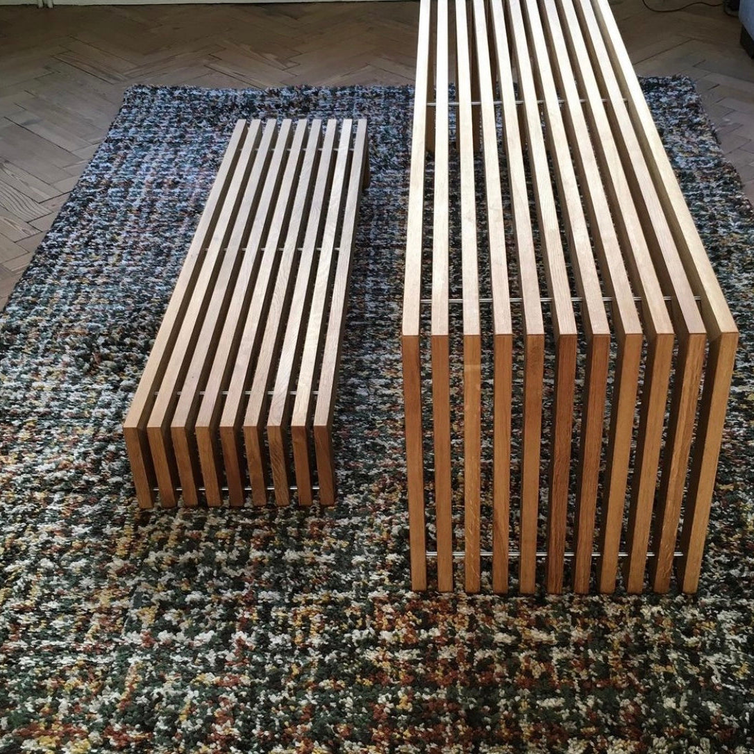 TABOURET EN LATTE DE CHENE MASSIF DESIGN 3 - LA PETITE BOITE JAUNE